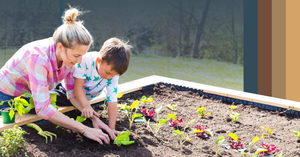 Kids planting garden