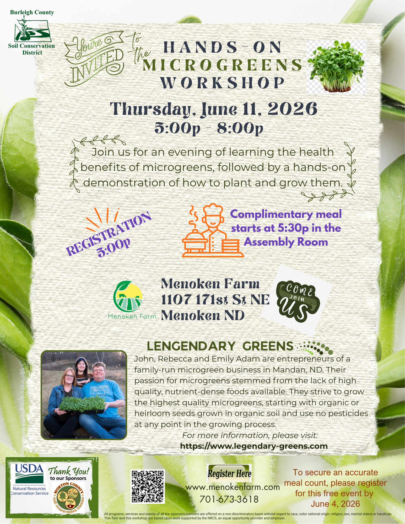 2026 Microgreen Garden Series event flyer